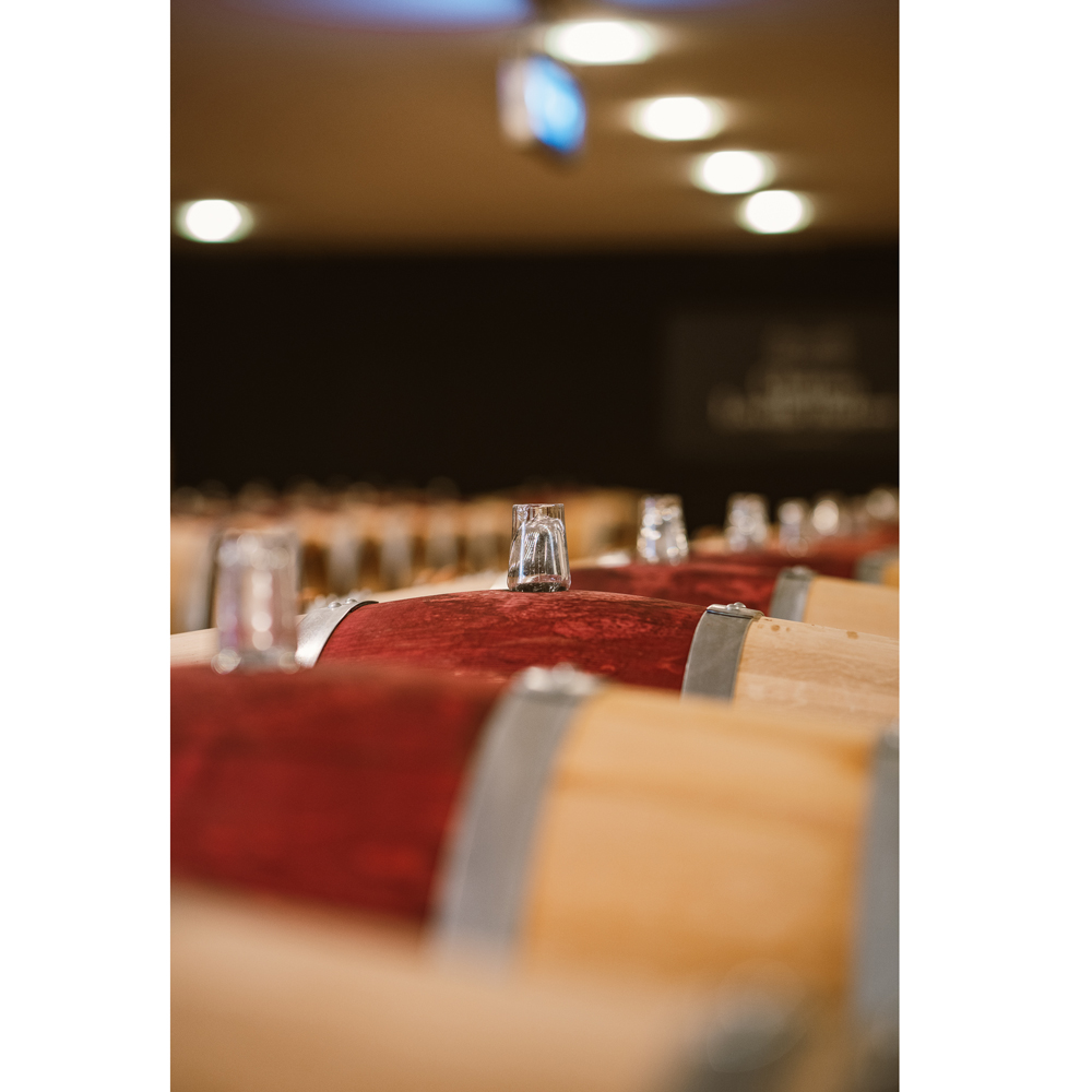Barriques mit Glaskolben Chateau Léoville Poyferré